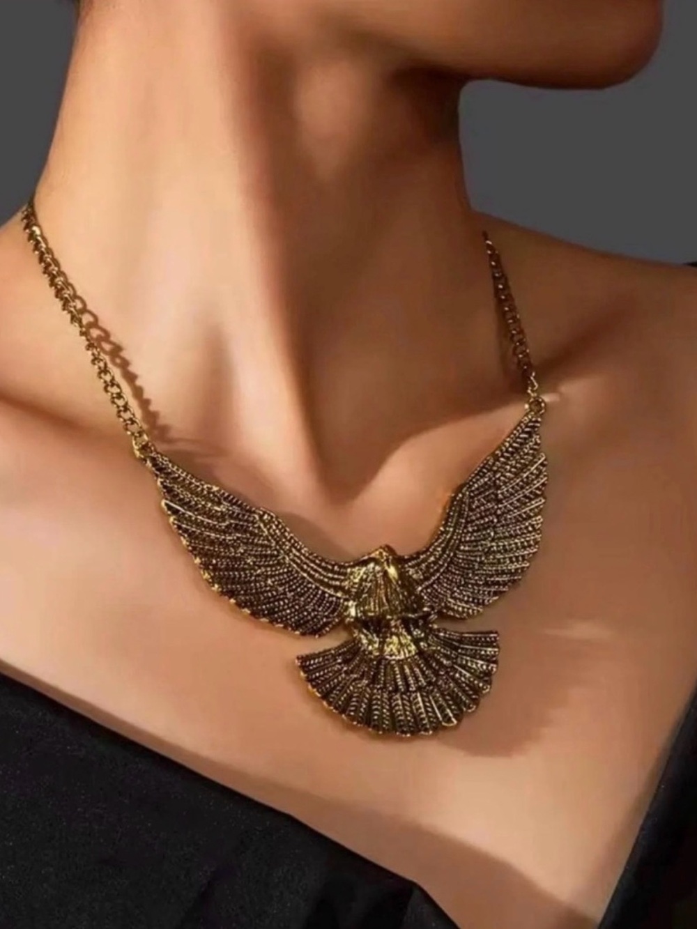 Gold Eagle Pendant Statement Necklace